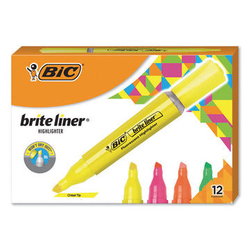 BIC® Brite Liner Tank-style Highlighter, Assorted Ink Colors, Chisel Tip, Assorted Barrel Colors, Dozen freeshipping - TVN Wholesale